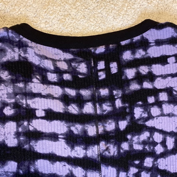 Rock & republic womens shirt tie-dye black purple snap button ribbed XS - Picture 12 of 16